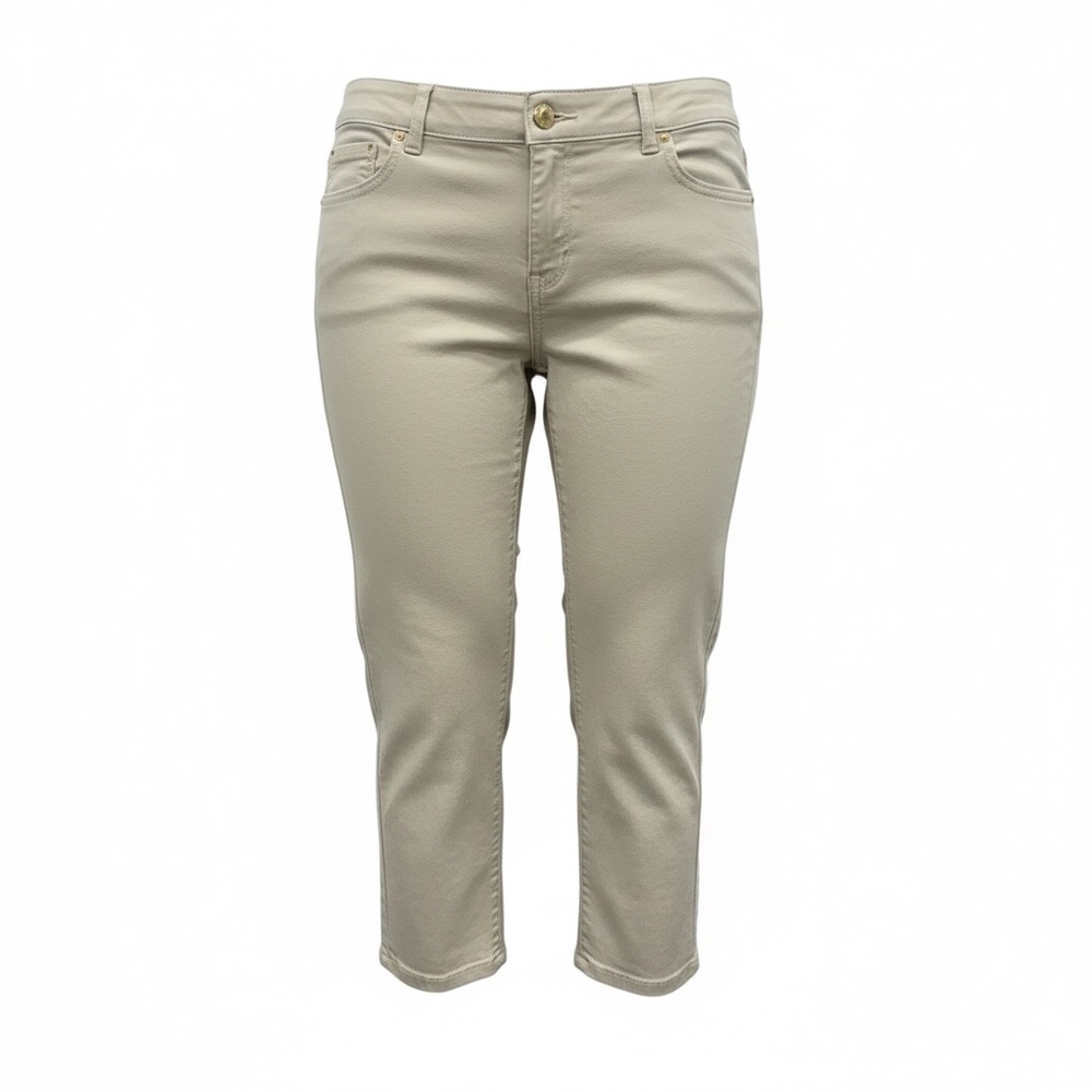 Ellen Tracy Slim Capri Pants Women’s US 8 Beige Stretch Denim